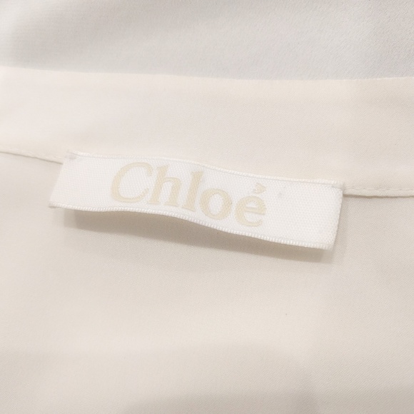 Vintage CHLOE 🎉HP🎉 Ivory Silk Ruffle Tuxedo Blouse 40 S - Picture 6 of 6